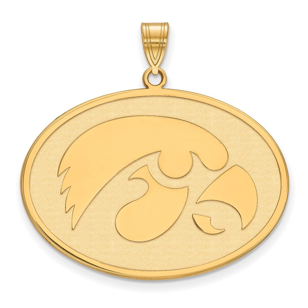 Vergoldet Sterlingsilber Logoart University Of Iowa Hawk Extra Groß Oval Anhänger