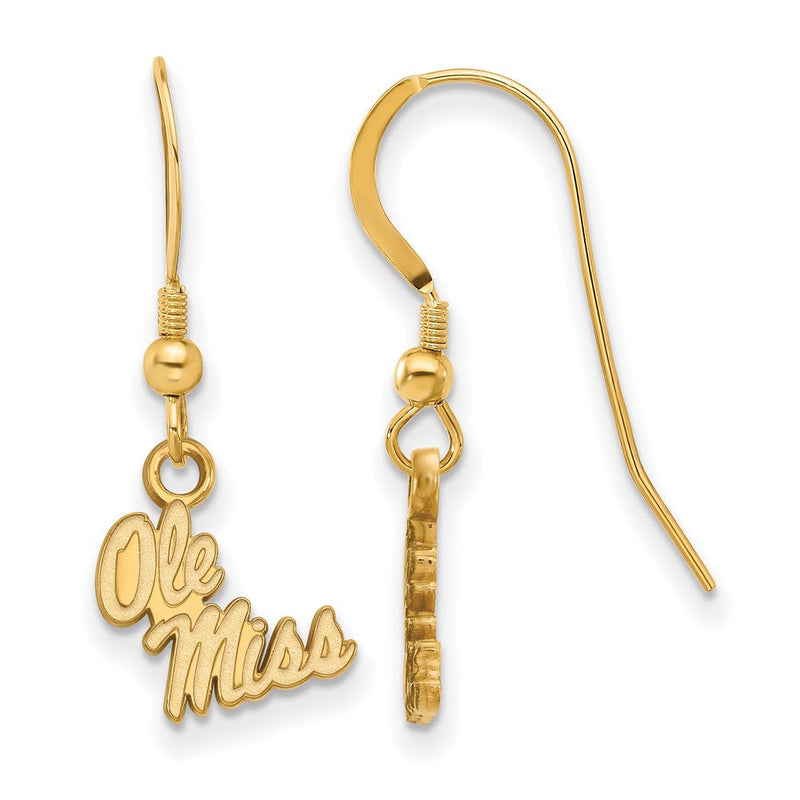 Vergoldet Sterlingsilber Logoart University Of Mississippi Ole Miss Extra Klein Hängend Draht Ohrringe