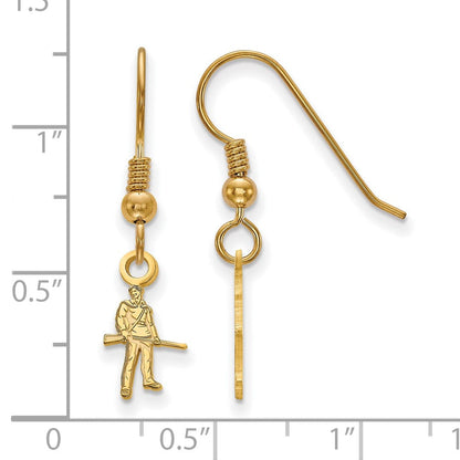 Vergoldet Sterlingsilber Logoart West Virginia University Mountaineer Extra Klein Hängend Draht Ohrringe