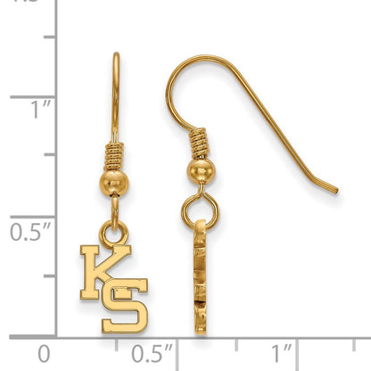 Vergoldet Sterlingsilber Logoart Kansas State University K S Extra Klein Hängend Draht Ohrringe