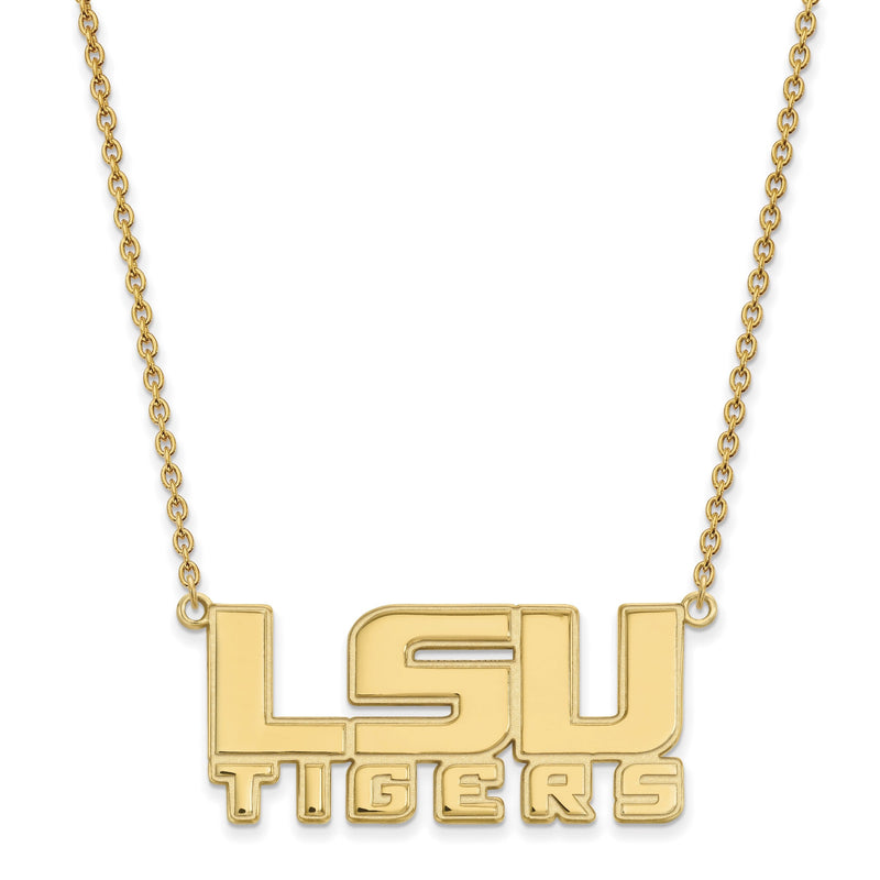 10K Gelbgold Logoart Louisiana State University L S U Tigers Groß Anhänger 18 Zoll Halskette