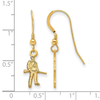 Vergoldet Sterlingsilber Logoart West Virginia University Mountaineer Klein Hängend Draht Ohrringe