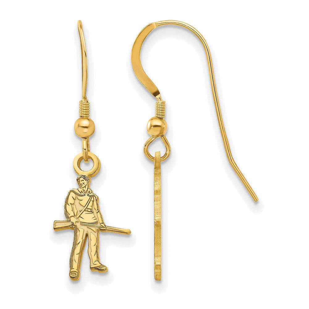 Vergoldet Sterlingsilber Logoart West Virginia University Mountaineer Klein Hängend Draht Ohrringe