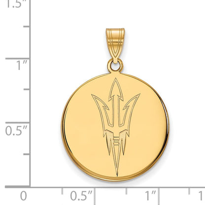 10K Gelbgold Logoart Arizona State University Pitchfork Groß Plättchen Anhänger