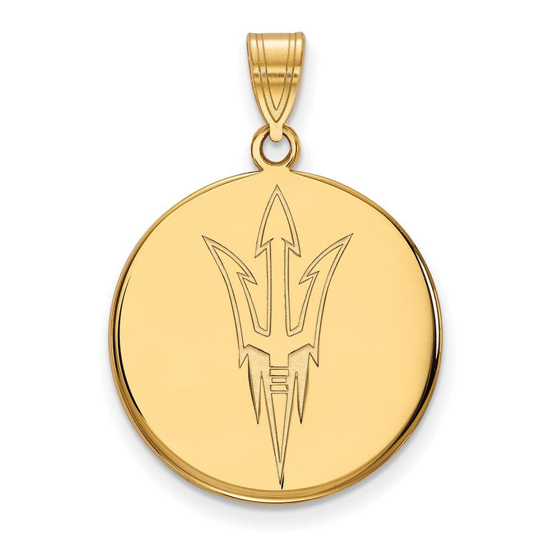 10K Gelbgold Logoart Arizona State University Pitchfork Groß Plättchen Anhänger