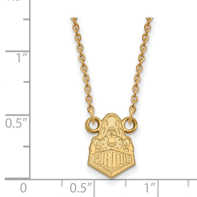 Vergoldet Sterlingsilber Logoart Purdue University Boilermakers Zug Logo Klein Anhänger 18 Zoll Halskette