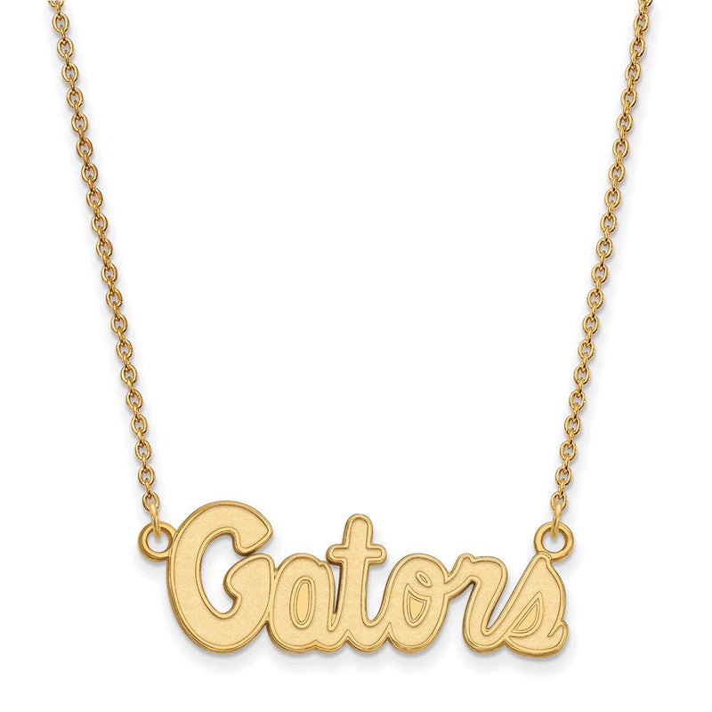 Vergoldet Sterlingsilber Logoart University Of Florida Gators Schreibschrift Klein Anhänger 18 Zoll Halskette