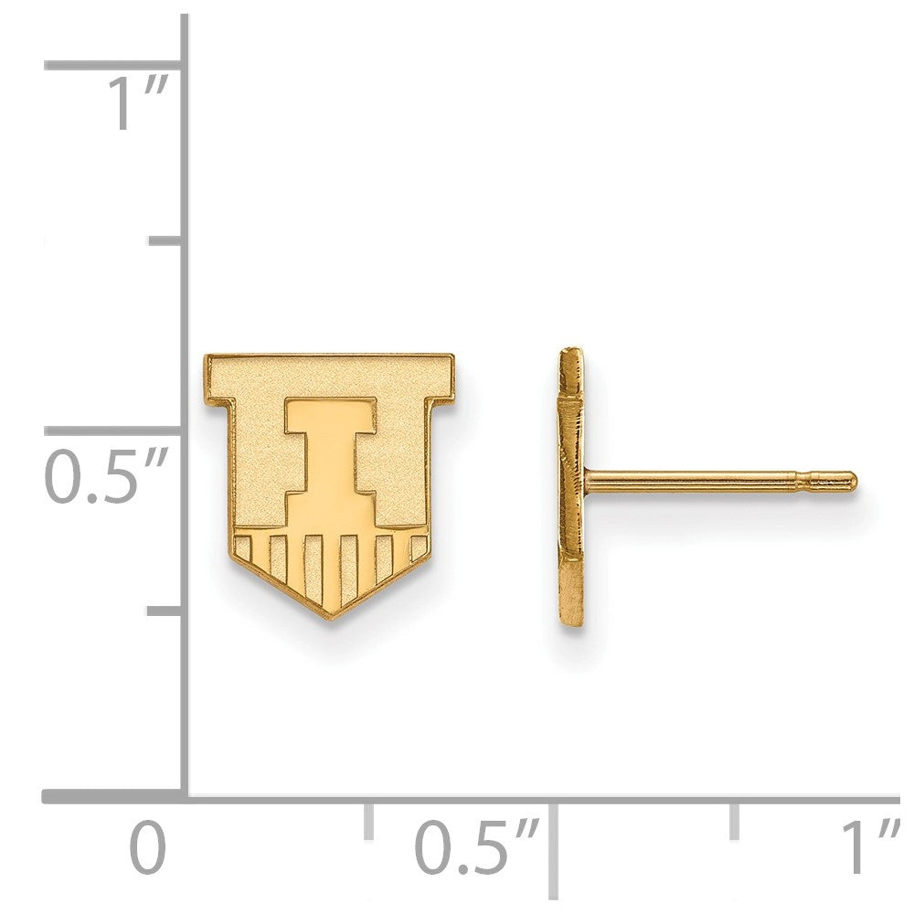Vergoldet Sterlingsilber Logoart University Of Illinois Victory Abzeichen Extra Klein Ohrstecker