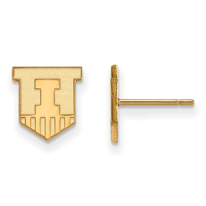 Vergoldet Sterlingsilber Logoart University Of Illinois Victory Abzeichen Extra Klein Ohrstecker