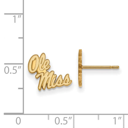 14K Gelbgold Logoart University Of Mississippi Ole Miss Extra Klein Ohrstecker