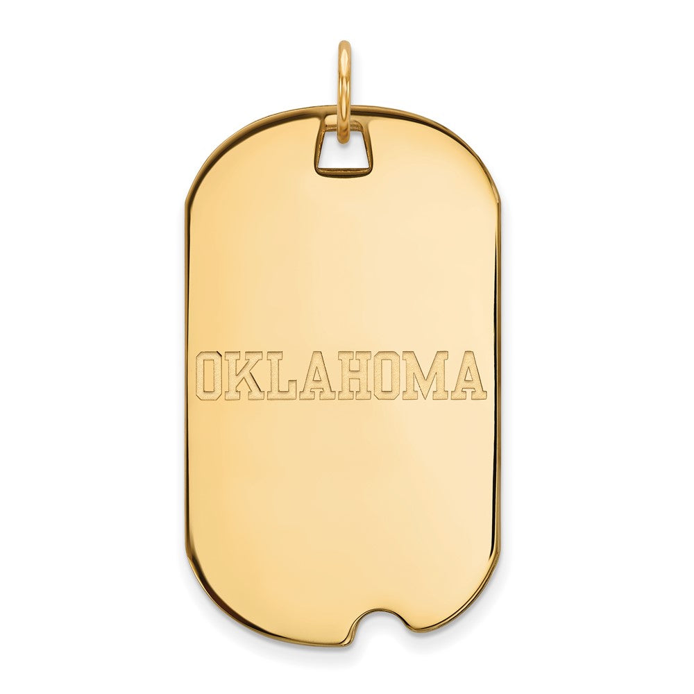 10K Gelbgold Logoart University Of Oklahoma Groß Erkennungsmarke Anhänger