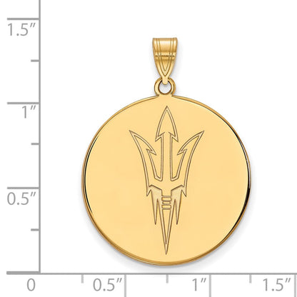 Vergoldet Sterlingsilber Logoart Arizona State University Pitchfork Extra Groß Plättchen Anhänger