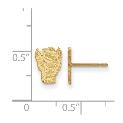 10K Gelbgold Logoart North Carolina State University Wolf Extra Klein Ohrstecker