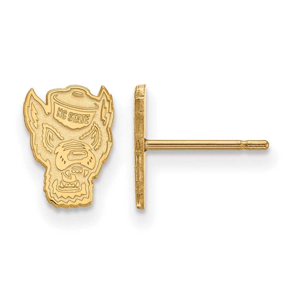 Vergoldet Sterlingsilber Logoart North Carolina State University Wolf Extra Klein Ohrstecker
