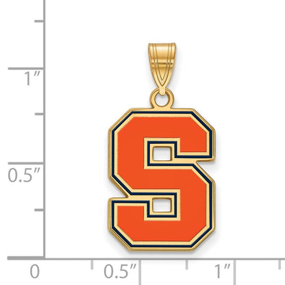 Vergoldet Sterlingsilber Logoart Syracuse University Buchstabe S Groß Emailliert Anhänger