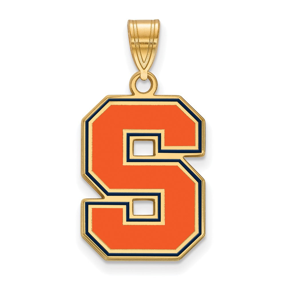 Vergoldet Sterlingsilber Logoart Syracuse University Buchstabe S Groß Emailliert Anhänger