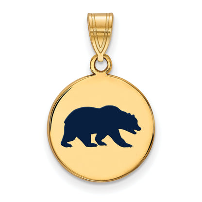 Vergoldet Sterlingsilber Logoart University Of California Berkeley Bär Mittel Emailliert Plättchen Anhänger