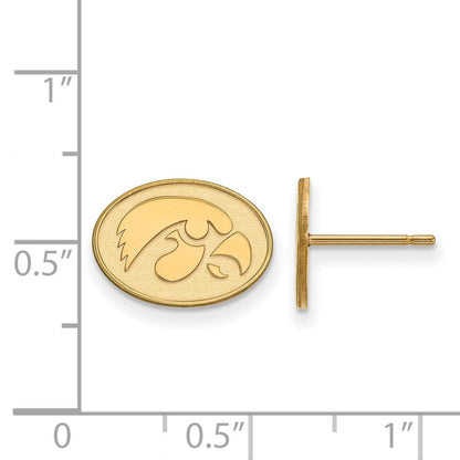 Vergoldet Sterlingsilber Logoart University Of Iowa Hawk Extra Klein Oval Ohrstecker