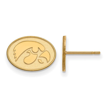 10K Gelbgold Logoart University Of Iowa Hawk Extra Klein Oval Ohrstecker