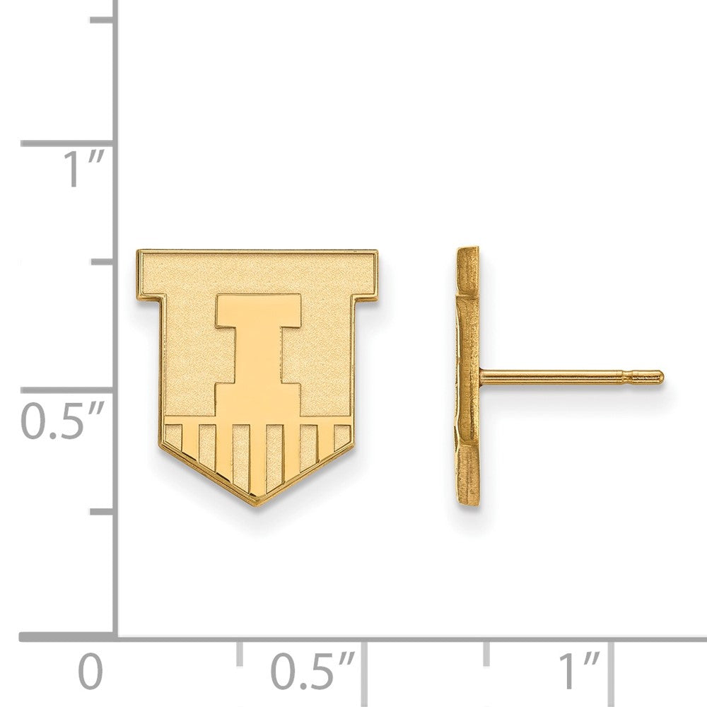 Vergoldet Sterlingsilber Logoart University Of Illinois Victory Abzeichen Klein Ohrstecker
