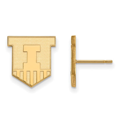Vergoldet Sterlingsilber Logoart University Of Illinois Victory Abzeichen Klein Ohrstecker