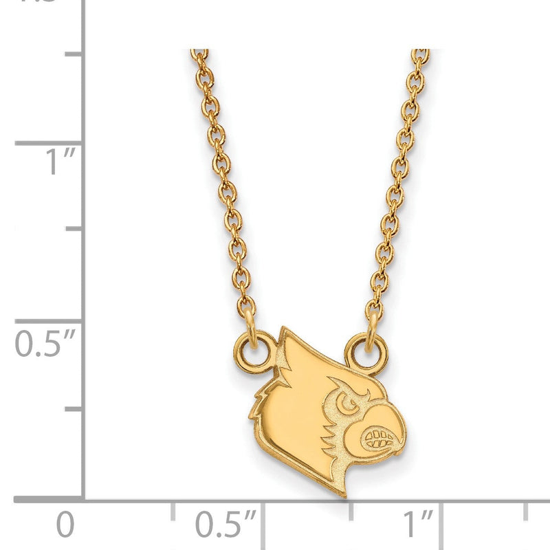 Vergoldet Sterlingsilber Logoart University Of Louisville Cardinal Klein Anhänger 18 Zoll Halskette