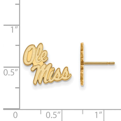 14K Gelbgold Logoart University Of Mississippi Ole Miss Klein Ohrstecker