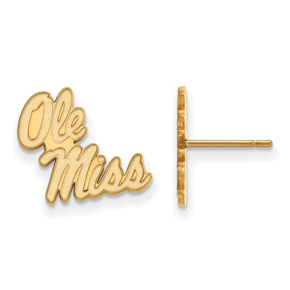 14K Gelbgold Logoart University Of Mississippi Ole Miss Klein Ohrstecker