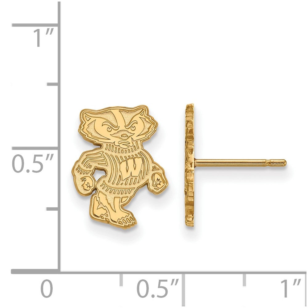 Vergoldet Sterlingsilber Logoart University Of Wisconsin Badger Klein Ohrstecker