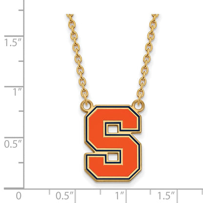Vergoldet Sterlingsilber Logoart Syracuse University Buchstabe S Groß Emailliert Anhänger 18 Zoll Halskette