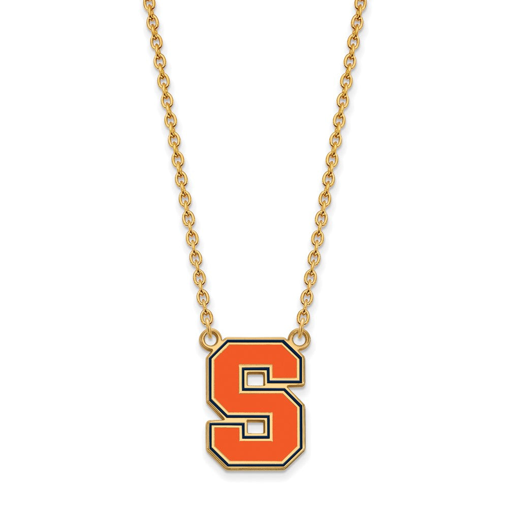 Vergoldet Sterlingsilber Logoart Syracuse University Buchstabe S Groß Emailliert Anhänger 18 Zoll Halskette