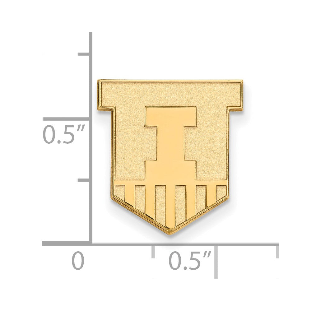 14K Gelbgold Gold Logoart University Of Illinois Victory Abzeichen Anstecknadel