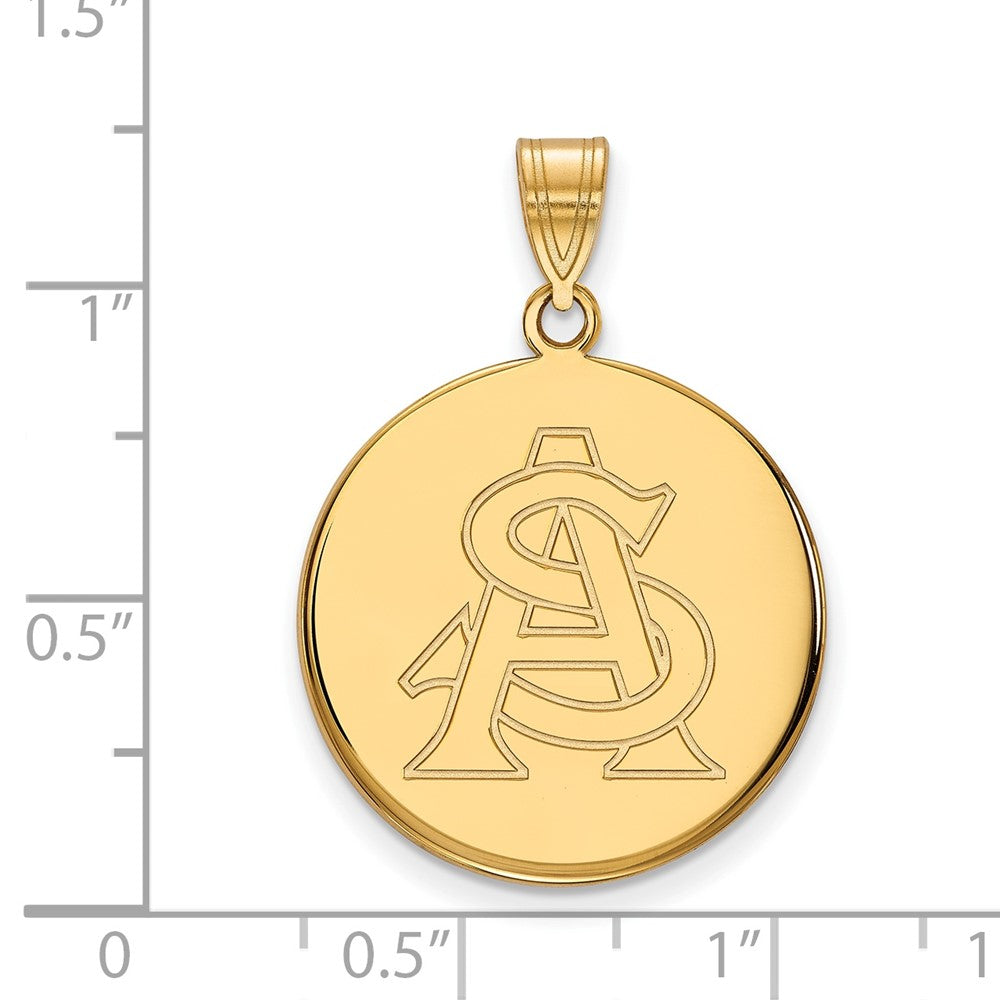Vergoldet Sterlingsilber Logoart Arizona State University A S Groß Plättchen Anhänger