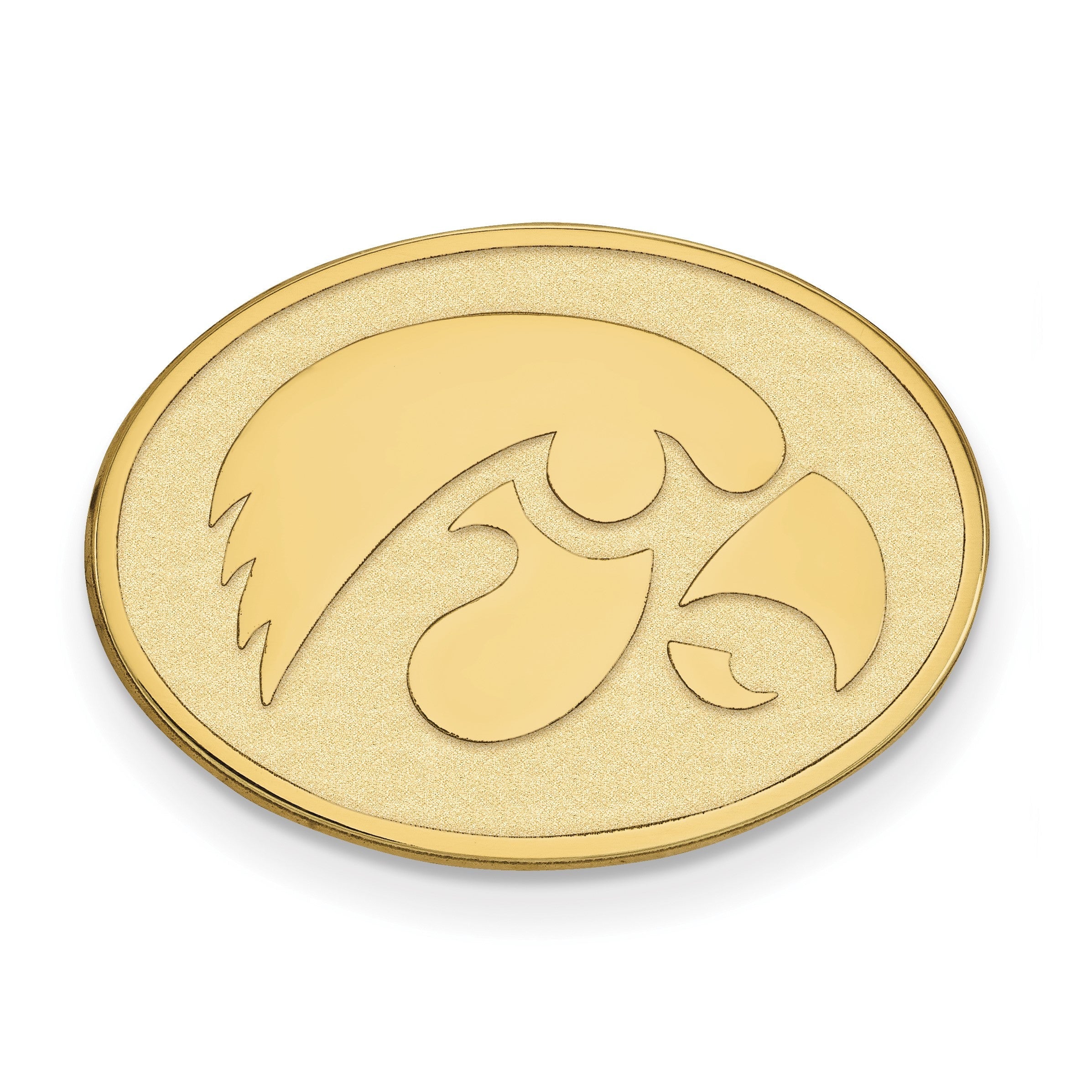 14K Gelbgold Gold Logoart University Of Iowa Hawk Oval Anstecknadel