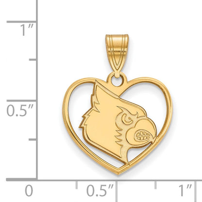 Vergoldet Sterlingsilber Logoart University Of Louisville Cardinal Herz Anhänger
