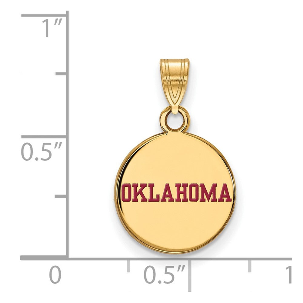 Vergoldet Sterlingsilber Logoart University Of Oklahoma Klein Emailliert Plättchen Anhänger