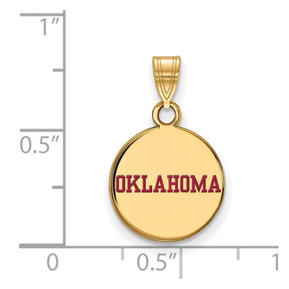 Vergoldet Sterlingsilber Logoart University Of Oklahoma Klein Emailliert Plättchen Anhänger