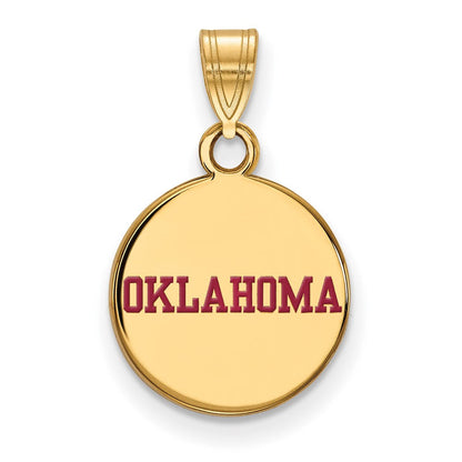 Vergoldet Sterlingsilber Logoart University Of Oklahoma Klein Emailliert Plättchen Anhänger