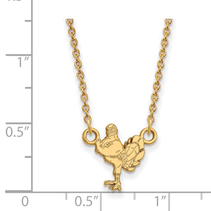 10K Gelbgold Logoart Virginia Tech Hokiebird Klein Anhänger 18 Zoll Halskette