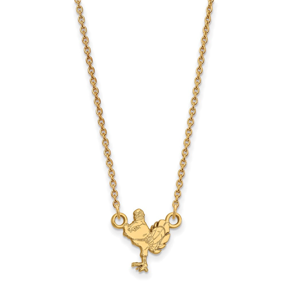 10K Gelbgold Logoart Virginia Tech Hokiebird Klein Anhänger 18 Zoll Halskette