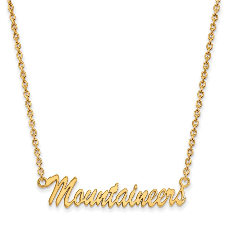Vergoldet Sterlingsilber Logoart West Virginia University Mountaineers Schreibschrift Mittel Anhänger 18 Zoll Halskette