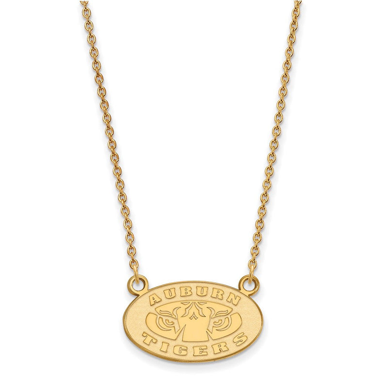 Vergoldet Sterlingsilber Logoart Auburn Tigers Klein Anhänger 18 Zoll Halskette