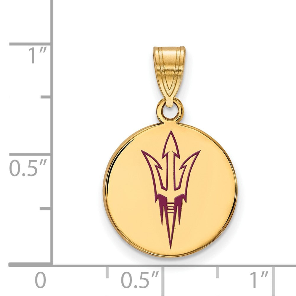 Vergoldet Sterlingsilber Logoart Arizona State University Pitchfork Mittel Emailliert Plättchen Anhänger