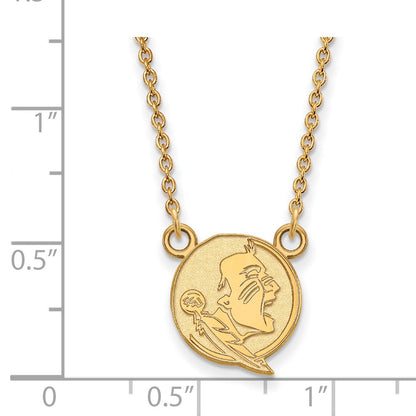 Vergoldet Sterlingsilber Logoart Florida State University Seminole Klein Anhänger 18 Zoll Halskette