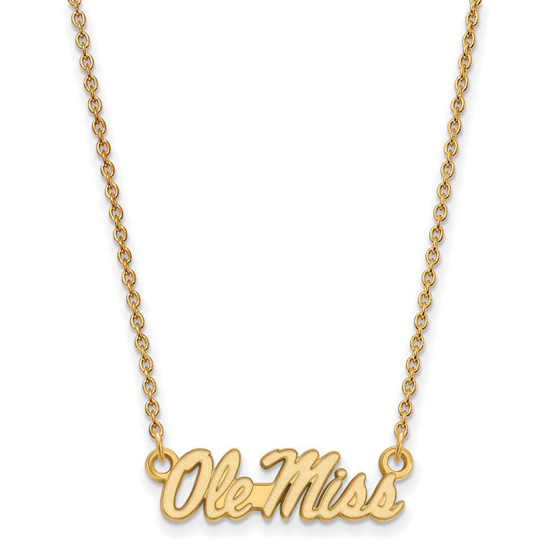10K Gelbgold Logoart University Of Mississippi Ole Miss Klein Anhänger 18 Zoll Halskette