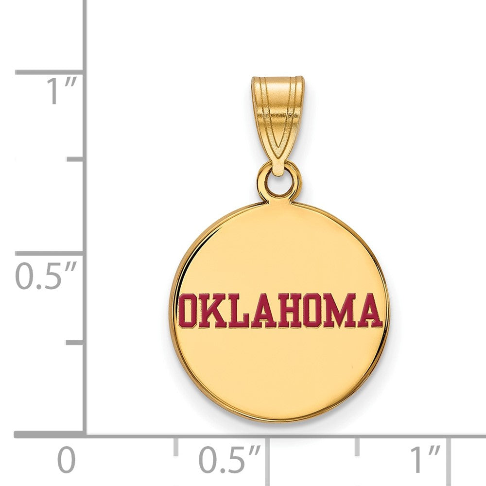 Vergoldet Sterlingsilber Logoart University Of Oklahoma Mittel Emailliert Plättchen Anhänger