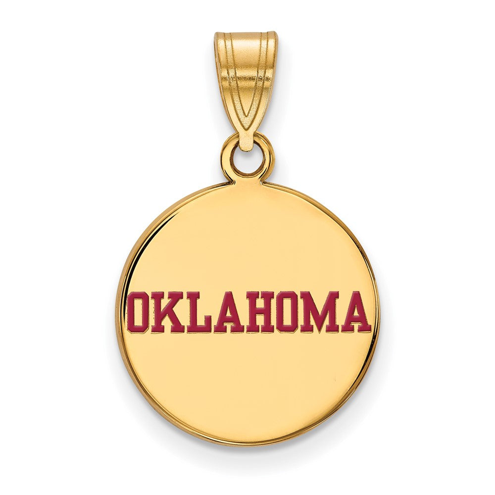 Vergoldet Sterlingsilber Logoart University Of Oklahoma Mittel Emailliert Plättchen Anhänger