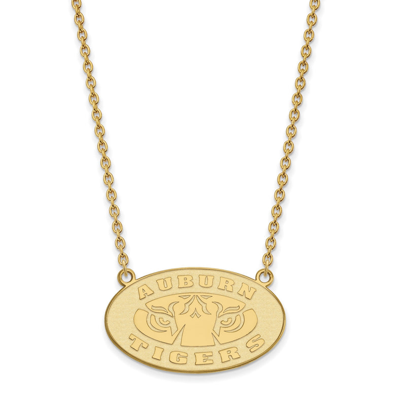 10K Gelbgold Logoart Auburn Tigers Groß Anhänger 18 Zoll Halskette