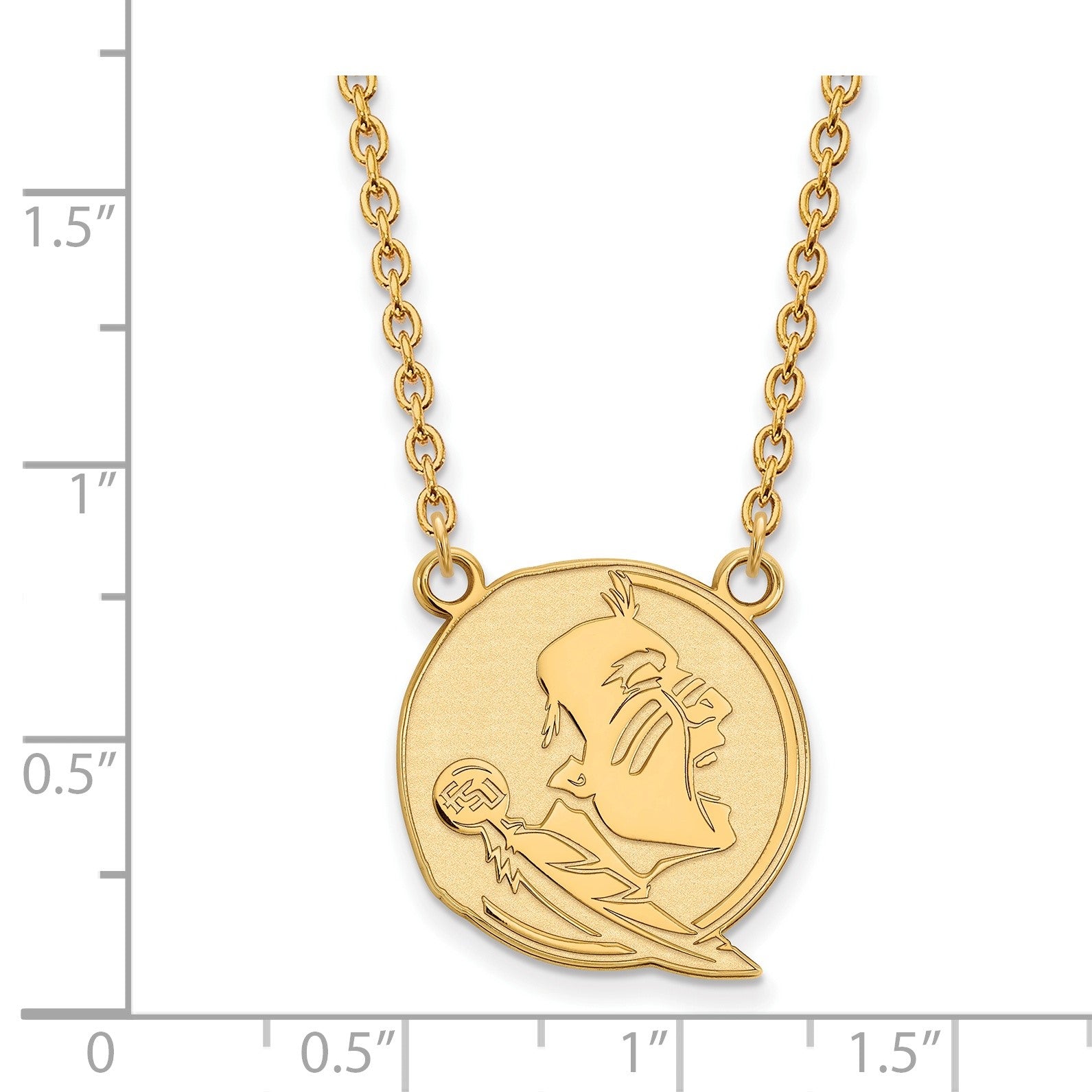 Vergoldet Sterlingsilber Logoart Florida State University Seminole Groß Anhänger 18 Zoll Halskette