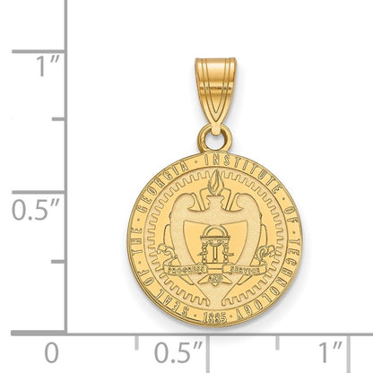 Vergoldet Sterlingsilber Logoart Georgia Institut Of Tech Mittel Wappen Anhänger